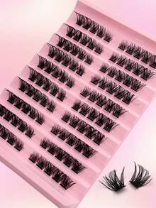 Asiteo 100pcs D Curl 3D Voluminous Cat Eye Faux Mink Cluster False Eyelashes, Left And Right Eye, Mixed Length, DIY Cluster Style, Reusable And Easy To Wear, Suitable For Beginners - D - View 4