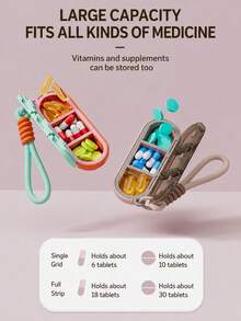 Dopamine Color 3-Compartment Pill Box, Waterproof Medicine Container With Silicone Seal Ring And Lanyard, Pocket-Sized Travel Vitamin Storage Box - Multicolor - View 5