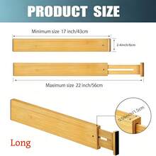4-Piece Bamboo Drawer Dividers, Extendable Spring-Loaded 13-17 Inch And 17-22 Inch Drawer Organizers, Wardrobe Organizer, Dressing Table Organizer, Storage Organizer, Room Decorator, Suitable For Kitchen, Dressing Table, Bathroom, And Bedroom Crafts Storage And Organization - Multicolor - View 4