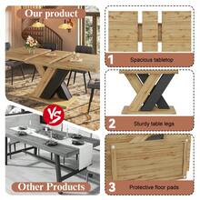 Dining Table Telescopic Table ,  Kitchen Table, Extendable To 119-158.5cm With Aid Of Internal Insert Panels, Kitchen And Living Room, Wood-Colored Dining Table With X-Shaped - 1 - View 10