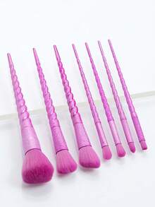 ronshadow 7pcs Full Set Of Blue Spiral Handle Makeup Brushes, Powder Brush, Angled Blush Brush, Foundation Brush, Multi-Specification Eye Shadow Brushes, Soft Bristles Skin-Friendly, Beginner Makeup Tools, Suitable For Daily Light Makeup And Date Looks - Multicolor - View 15