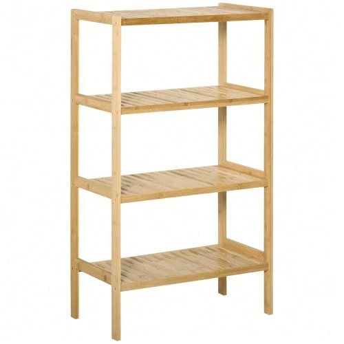 4-Tier Bamboo Bookshelf 62x33x112cm For Office Storage Kitchen Natural - Natural Color - View 1