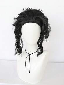 Heat Resistant Synthetic Black Curly Wig, Retro Fluffy Long Wavy Wig, Natural Looking Fake Hair For Fashion Daily Halloween Disco Punk Costume Themed‑Party Cosplay & Photo Shoot - Black - View 8