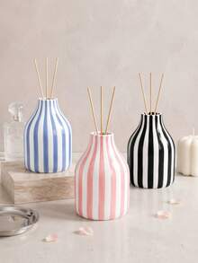 1pc Striped Bulky Diffuser Bottle, Decorative Tabletop Aromatherapy Bottle, For Bedroom Bathroom Desktop Display, Ideal For Home Office Decor - Small Round Bottle - View 2
