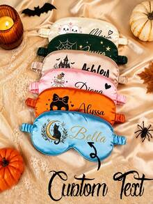 Custom Made Personalized Satin Sleep Mask, Custom Name, Bridesmaid Gift, Bachelorette Favor, Halloween Travel Eye Mask Custom Halloween Accessories - Multicolor - View 5