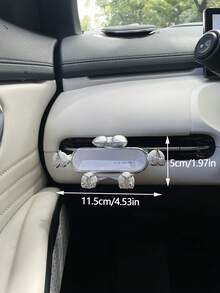 1pc Luxury Rhinestone Car Phone Holder, Air Vent Clip Mount, Cute Bow Cherry Star Flower Decor, Gravity Auto-Clamping Secure Grip, Creative Car Interior Decoration, Universal Car Navigation Bracket, Minimalist Premium Car Accessory - A - View 10