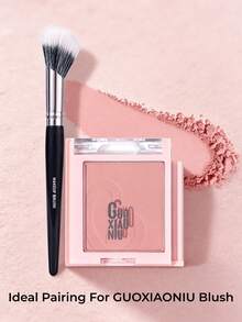 GUOXIAONIU 1PC Angled Blush Brush, Multi‑Use Contour Makeup Brush, Premium Soft Skin‑Friendly Bristles, Strong & Even Powder Pickup, Natural Blending, Beginner‑Friendly For Travel & Daily Makeup - Multicolor - View 3