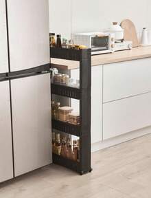 Hygrad Built to Survive Slide Out Storage Tower Folding 3/4 Tier Rolling Castor Kitchen Trolley Rack UK - 4 Tier Black - View 1