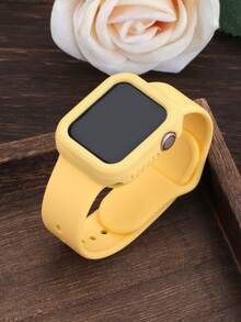 2合1運動矽膠錶帶與錶殼，相容 40mm、41mm、42mm、44mm、45mm、46mm 與 49mm 尺寸。柔軟舒適鉚接矽膠錶帶與防震鏤空矽膠保護殼，相容 Series Ultra/12/11/10/9/8/7/6/5/4/SE 機型。防水運動錶帶與錶殼套組，適合男士與女士 - 矽膠錶帶+殼-奶黃色 - 查看 4