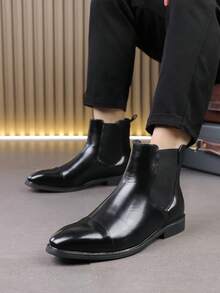 All Season British Style Pointed Toe High-Top Height Increasing Men's Shoes 10cm Korean Casual Chelsea Ankle Boots Wedding Shoes Men's Boots - Black - View 1