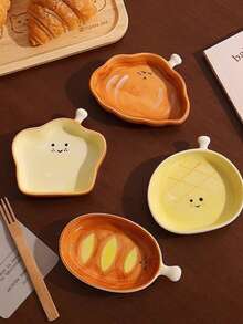 4pcs/Set Piring Saus Keramik Berbentuk Roti yang Lucu, Piring Saus Mini untuk Buah Kering, Cocok untuk Sarapan, Camilan, Hidangan Pembuka, dan Penggunaan di Dapur Rumah - MultiWarna - View 11