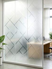 30*100cm Geometric Pattern Frosted Window Film, Static Cling Privacy Glass Sticker, Glue-Free Light Filtering Window Curtain, Suitable For Bathroom Kitchen, Home Decor Housewarming Holiday Gift - Multicolor - View 5