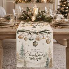 1pc Cute Christmas Tree Snowflake Christmas Table Runner, Winter Home Party Dining Table Decor, Suitable For Kitchen And Dining Room Seasonal Holiday Decoration - Multicolor - View 8