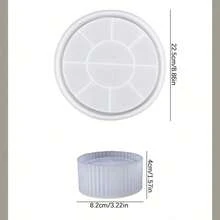2pcs Set - Striped Round Tray Mold + Striped Round Storage Box Bottom Silicone Mold, DIY Home Decor Concrete Plaster Mold, Handmade Crafts Epoxy Resin Casting Mold - White - View 13