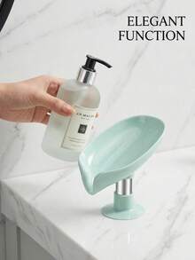 Leaf Shape Soap Holder With Suction Cup Self-Draining Soap Dish For Bathroom And Kitchen Sink Stand Plastic Soap Tray For Sponge And Bar Soap - A - View 9