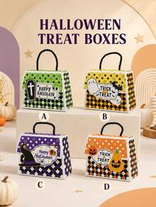 12 cái/24 cái hộp kẹo Halloween 4 kiểu hỗn hợp có tay cầm, bao bì quà tặng Trick or Treat dễ thương tái sử dụng với thiết kế ma, bí ngô, mũ phù thủy và quan tài cho tiệc, quà tặng và trang trí lễ hội - Nhiều màu - Xem 3