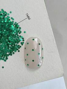 1box /2boxes Fall, Autumn, Fall Nails Random Assortment Emerald Green Round Nail Glitter, Bright Metallic Luster Small Round Sequins, Exquisite Beautiful Nail Decoration, Nail Salon Same Style Accessories, Vintage Holiday Atmosphere Nail DIY Creative Materials - Multicolor - View 2