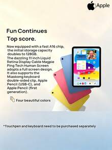 Apple IPad 11 Tablet Powered By A16 Bionic Chip, 120Hz Adaptive High-Refresh Liquid Retina Display, Ultra-Thin Metal Body - Multicolor - View 2