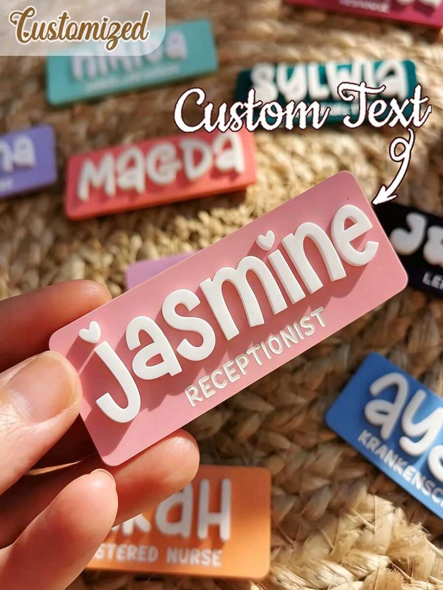 Personalized Custom Name Badge, Professional Brooch Identification Plate, Suitable For Nurses, Educators, Teachers, Doctors, Staff - Multicolor - View 1