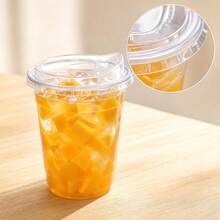 16oz/400ml Set Transparent Cup With Lid, Thickened Reusable Direct Drinking Lid Ice Cup, Smoothie Cup, Suitable For Cold Drinks, Juice And Milkshakes - Halloween/Christmas/Birthday Party Essential - Clear - View 8