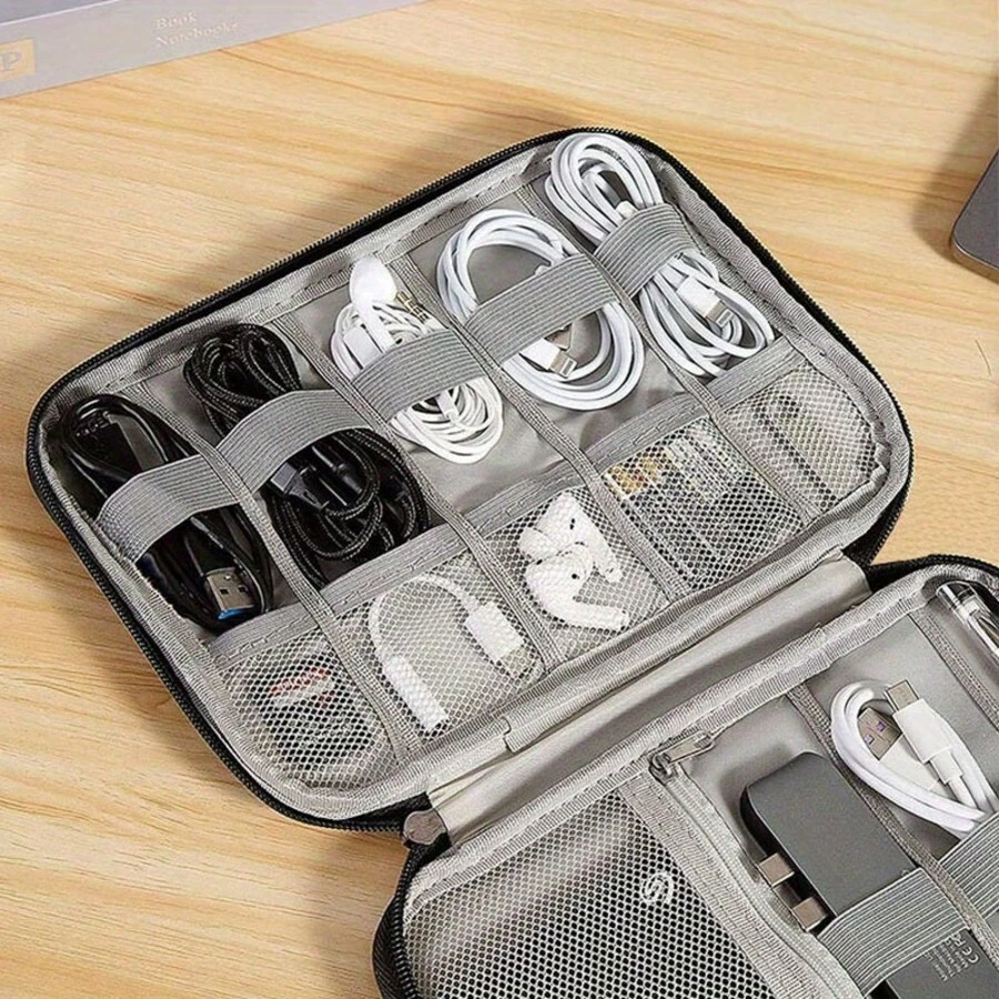 2pcs Travel Cable Organizer Bag, Multi-Pocket Electronic Accessories Case, Suitable For Cables, Chargers, Memory Cards, Portable Tech Gear Storage Bag, Office And Travel Essentials - A - View 1