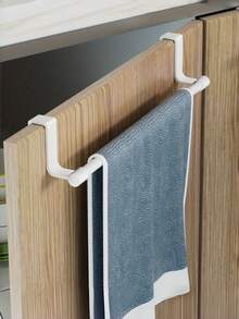 1/2pc 23cm/9.06in Single Bar Towel Rack, Plastic Material, Cabinet Door Mounted, Towel Rack, Towel Hanging Bar, Cabinet Door Back Cloth Rack, Cabinet Door Cloth Rack, Pot Lid Rack, Drill-Free Towel Rack, Kitchen Storage Rack, Kitchen Supplies, Storage Rack, Hanging Rack, Kitchen Utensils, Kitchen Storage Rack, Kitchen Gadgets, Bathroom Decor, Bathroom Accessories, Kitchen Storage, Christmas, Halloween Decor - A - View 6
