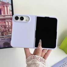 適用於 iPhone 18 Duo 折疊手機保護殼，Ins 馬卡龍純色親膚觸感外殼，分體雙件式設計，細膩矽膠手感全包防摔防髒，極簡中性保護外殼 - 淡紫色 - 查看 2