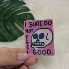 I Sure Do Not Feel Good Cartoon Skull Decor Sticker, Grunge Aesthetic Moody Skeleton Graphic Decal For Laptop Water Bottle Journal Phone Case Skateboard - Star Film - View 10