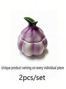 2pcs/Set Ceramic Garlic Storage Jars, Creative Kitchen Garlic Ginger Chili Storage Jars, Suitable For Home Kitchen Dining Table Garlic, Ginger, Chili, Perfect Gift, Sculpture And Organizer - Multicolor - View 13