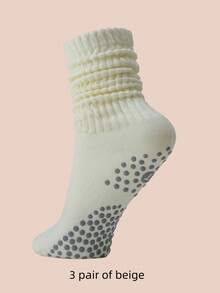 1/3 Pairs Women's All Season Pilates Sports Silicone Grip Yoga Socks, Non-Slip Ballet Pilates Exercise Socks, Fall - Multicolor - View 14