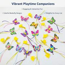 2pcs/4pcs/6pcs Random Style Hanging Cat Toys (Multi-Color Butterfly Design) With Retractable Spring Rope, Artificial Feathers, Tear-Resistant, Stimulate Hunting Instinct, Durable Material, Multiple Designs - Multicolor - View 5