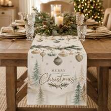 1pc Cute Christmas Tree Snowflake Christmas Table Runner, Winter Home Party Dining Table Decor, Suitable For Kitchen And Dining Room Seasonal Holiday Decoration - Multicolor - View 6