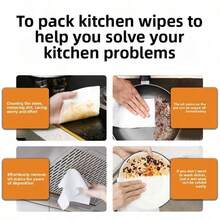 100pcs Kitchen Cleaning Wet Wipes, Large Pack Powerful Stain Removal Disposable Degreasing Wet Wipes, Extra Large Thickened Wet Wipes, Gentle Household Essential, Travel Use - Multicolor - View 3