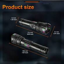 Senter Portabel untuk Berkemah, Mendaki, Eksplorasi, Berburu, Memancing, Senter Taktis Zoom Teleskopik Isi Ulang Tipe-C, Layar LCD Indikator Baterai, 5 Mode, Bahan Paduan Aluminium Tahan Air, Cocok untuk Penggunaan Sehari-hari - hitam - View 12