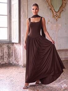 Gaun Malam Formal Mewah Tanpa Tali Bahu untuk Wanita Ukuran Plus, Berhiaskan Manik-Manik dan Payet, Gaun Maxi Koktail Seksi Tanpa Punggung untuk Prom, Tamu Pernikahan, Musim Semi/Panas - Coffee Brown - View 10