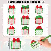 1/9pcs Christmas Sticky Note Gift Box Notebook, 9 Designs, Christmas Winter Reminder Memo Sticky Notes, Suitable For Office, Classroom Labeling, Christmas Gift - one-size - View 3