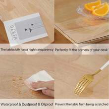 1pc Transparent PVC Anti-Stain Tablecloth, Non-Slip, Anti-Stain, Oil-Proof, Multi-Purpose For Dining Room, Living Room, Study Room Table Mat, Etc. - White - View 7