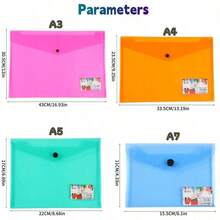 5PCS Transparent Snap Button Document Bags, Portable, PP Material, Multi-Color Options, Suitable For Office Filing, Home Storage, Document Organization, Can Be Used As Christmas Gift, Storage Of Receipts, Back To School Season, School Supplies - Sets - View 5