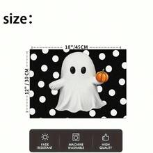 1/4/6pcs Alas Meja Seri Halloween Motif Polkadot Hitam Putih Hantu & Lucu, Alas Meja Tahan Panas untuk Melindungi Meja Dapur/Makan di Rumah, Dekorasi Pesta - MultiWarna - View 6