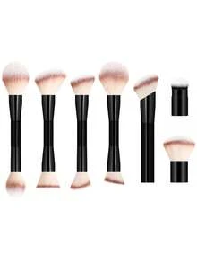 ronshadow 7pcs Multi-Function Makeup Brush Set With 4 Dual-Ended Brushes, Angled Powder Brush, Base Brush, Retractable Blush Brush, Soft Bristles, Portable For Home And Travel - Multicolor - View 14