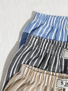 3-Pack Spring And Autumn Young Boy Striped Casual Pants For Boys, Perfect For Street Wear, Outdoor Wear, And Vacation - Multicolor - View 3