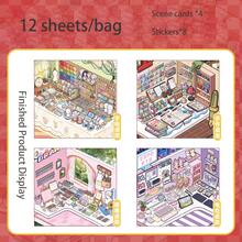 12 Sheets/Bag Sticker Book Desk Corner Series Desk Theme Scene Stickers, Scrapbook Supplies Notebook Accessories, For Decorating Cards Photo Frames Computer Phone Cases Water Cups Magazines Stationery Boxes Luggage, Desktop Decoration Stickers - Sticker Book - View 11