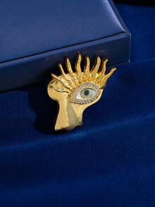 Niche Design Creative Evil Eye Brooch For Women, Versatile Accessory For Banquet, Party, Suit And Coat - Yellow Gold - View 2