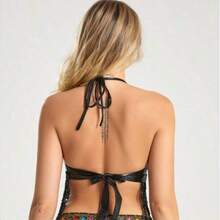 Shiny Sleeveless Cropped Top, Suitable For Halloween, Belly Dance, Stage Performance, Party - Multicolor - View 6