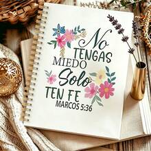 DANPERJI 1pc 14*21cm Notebook, With Spanish Style Christian Floral Bible Verse Design Inspiration, Suitable For School, Office And Gift - A5 Horizontal Line - View 5