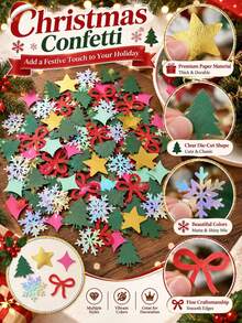 100pcs Christmas Table Confetti, Mixed Christmas Tree, Snowflake, Star And Bow Shapes, Suitable For Christmas Dinner Party Table Decoration - Christmas Confetti - View 2