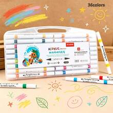 Dual-Tip Acrylic Markers 24/36/48/60 Colors, Soft & Hard Tips For Multi-Purpose Use, Smooth Touch, Suitable For Children & Students Painting, Design Cards, Creative Journals, Birthday Gifts, DIY - Multicolor - View 8