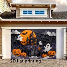 Two-Dimensional Plane Halloween Paper-Cut Haunted House Pumpkin Pattern Banner, Halloween Theme Banner, Photographic Background, Suitable For Haunted House Decoration Photo Booth Props Party Decoration Banner. - 1 - View 4
