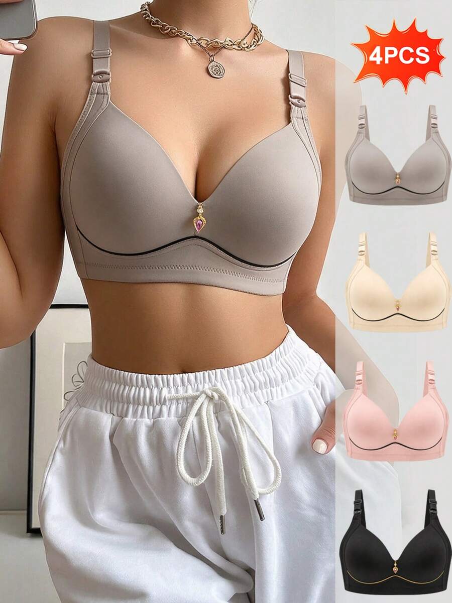 Package 4 Brassier Strapless And Modern Breathable - Multicolor - View 1