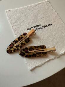4/2/1pc Elegant Versatile Women's Leopard Print Hair Clips, Fashion All-Purpose Crocodile Clips For Side Bangs/Loose Hair, Christmas Hair Accessories - Multicolor - View 11